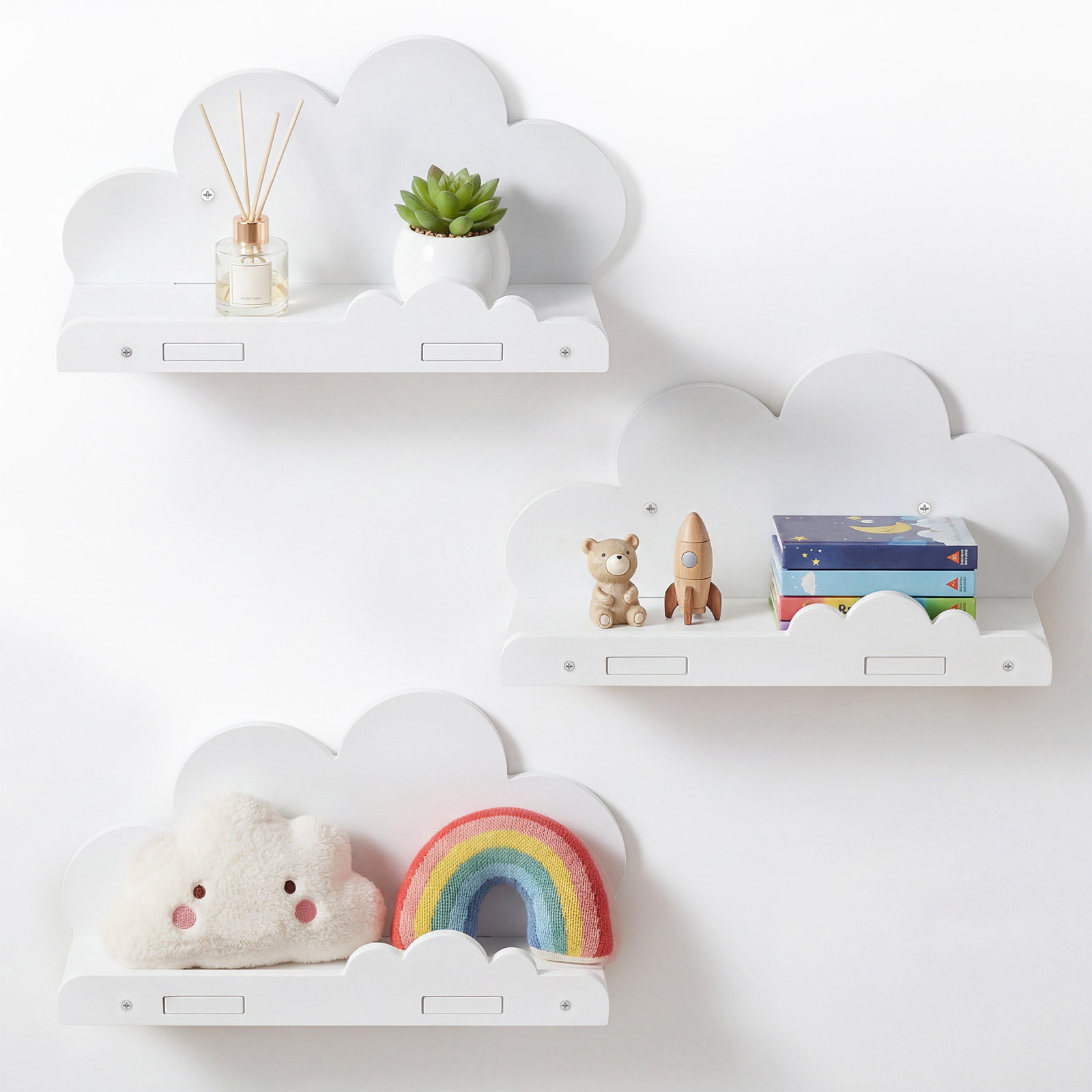 Screw Organizer Kit - 3 Adet Bulut Şeklinde Yüzer Raf